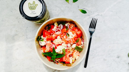 Sommersalat mit Melone, Kraut & Feta